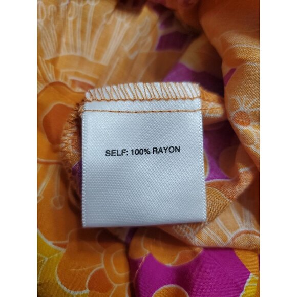 Rose & Olive Top Womens Size M Orange Short Sleeve Floral Boho Button NWT - Picture 9 of 10